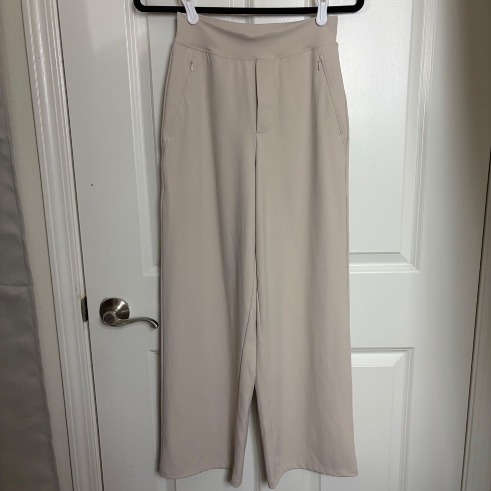 Ninepine Asana Wide Leg Pants Beige Sand High Waisted Athleisure XS